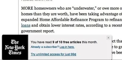 Paywall example from nytimes.com