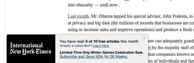 Paywall example from nytimes.com