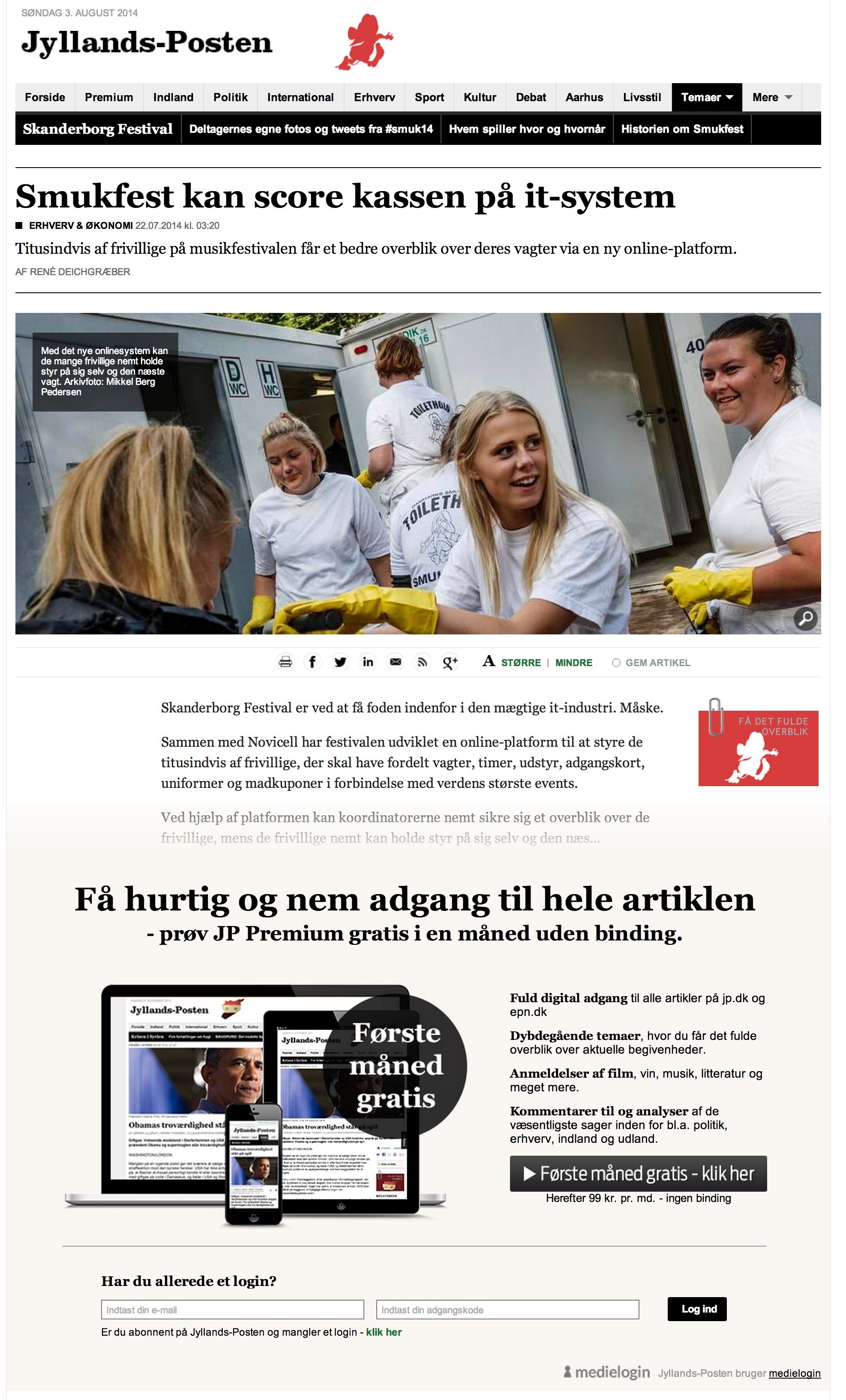 Screenshot of jyllands-posten.dk