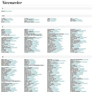 Alphabetic listing example from modezine.com