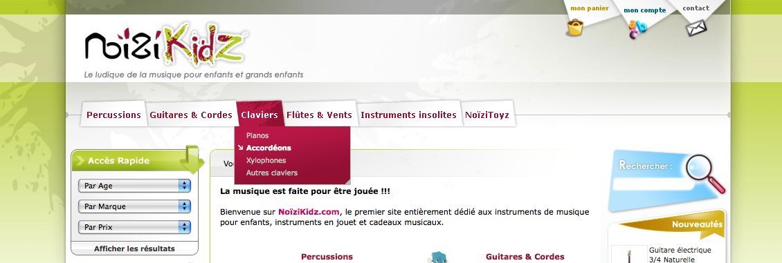 Screenshot of noizikidz.com