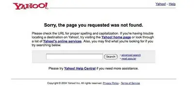 Error pages example from yahoo.com