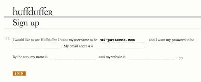 Account Registration example from huffduffer.com