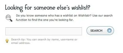 Search example from wishlistr.com