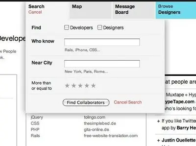Search example from collabfinder.com