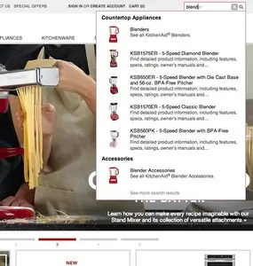 Search example from kitchenaid.com