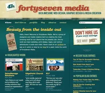 Portfolios example from fortysevenmedia.com