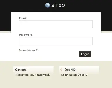 Login forms example from api.aireohq.com