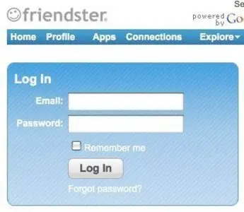 Login forms example from friendster.com