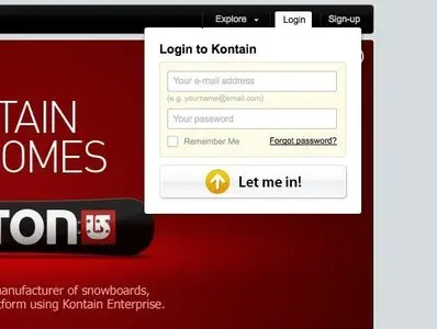 Login forms example from kontain.com