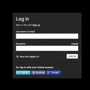 Login forms example from steepster.com