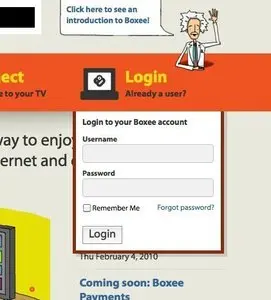 Login forms example from boxee.tv