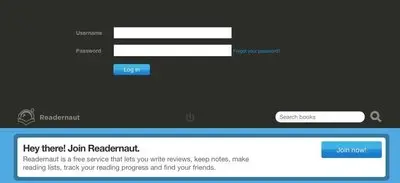Login forms example from readernaut.com