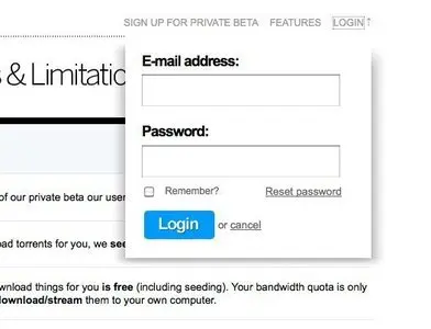Login forms example from put.io