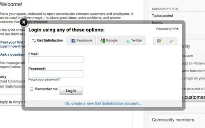 Login forms example from getsatisfaction.com