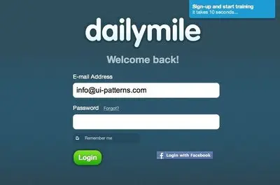 Login forms example from dailymile.com