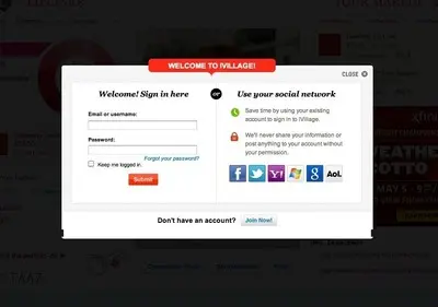 Login forms example from ivillage.com