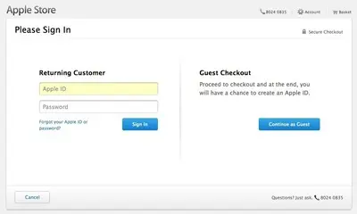 Login forms example from store.apple.com