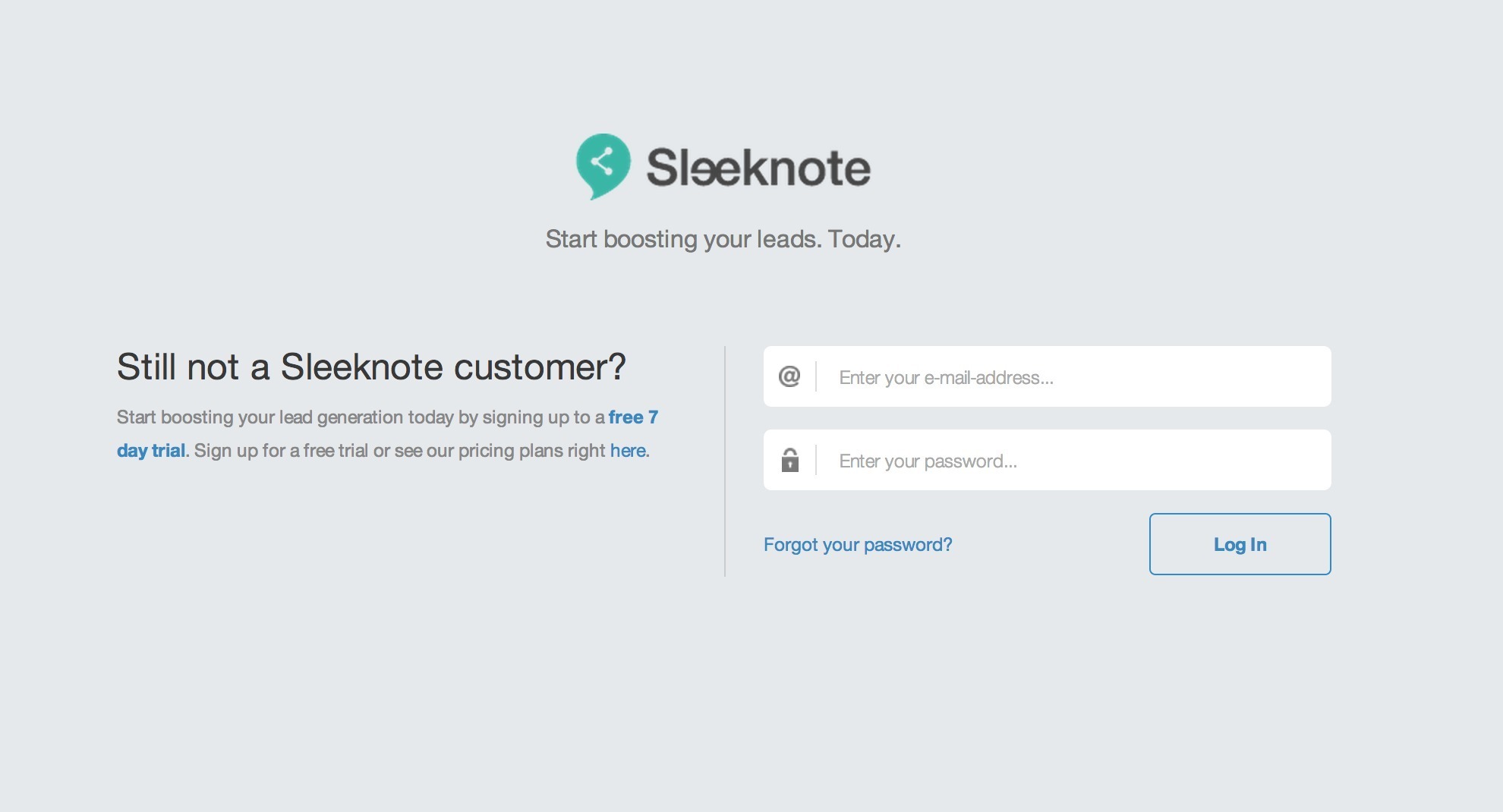 Screenshot of dashboard.sleeknote.com