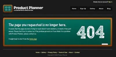 Error pages example from productplanner.com