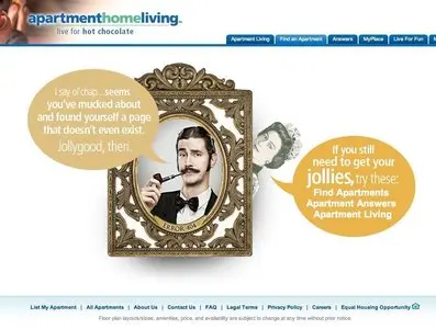 Error pages example from apartmenthomeliving.com