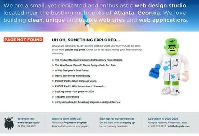 Error pages example from 45royale.com