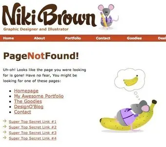 Error pages example from nikibrown.com