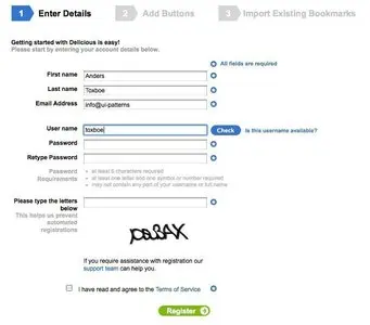 Account Registration example