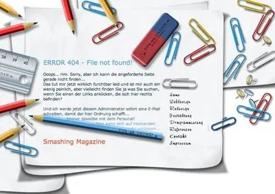 Error pages example from pen-and-paper.de