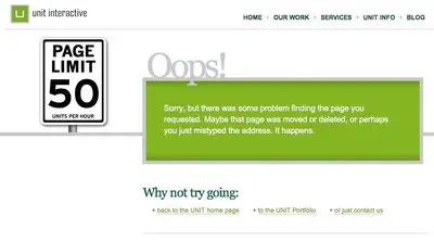 Error pages example from unitinteractive.com