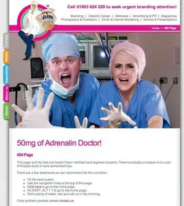 Error pages example from thebrandsurgery.co.uk