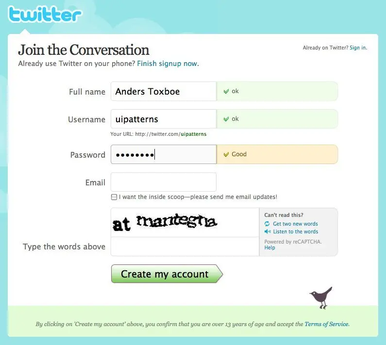 Input Feedback example