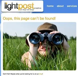Error pages example from lightpostcreative.com