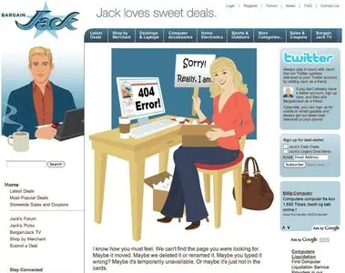 Error pages example from bargainjack.com
