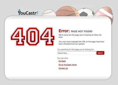 Error pages example from youcastr.com