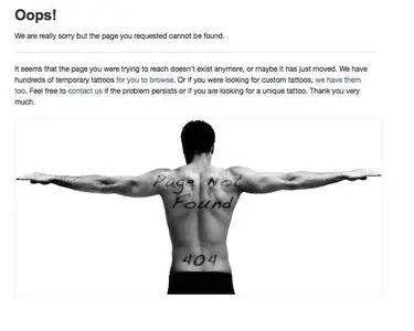 Error pages example from tattoosales.com
