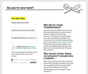 Account Registration example from theymakeapps.com