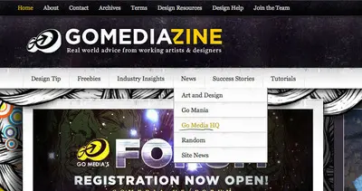 Navigation example from gomediazine.com