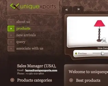 Navigation example from uniquexports.com