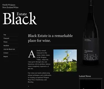 Navigation example from blackestate.co.nz