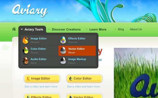 Screenshot of aviary.com