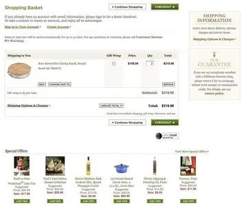 Shopping Cart example from williams-sonoma.com