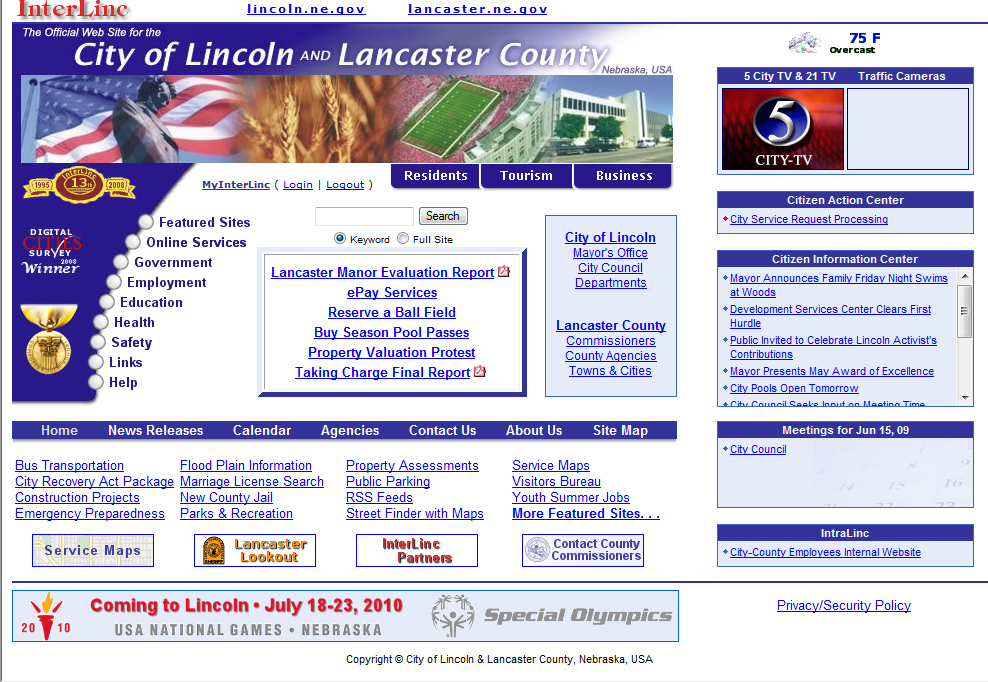Screenshot of lincoln.ne.gov