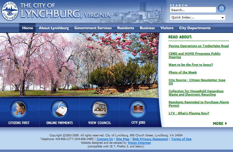 Screenshot of lynchburgva.gov