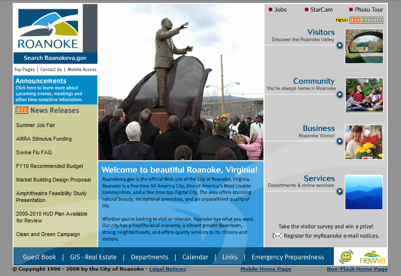 Screenshot of roanokeva.gov