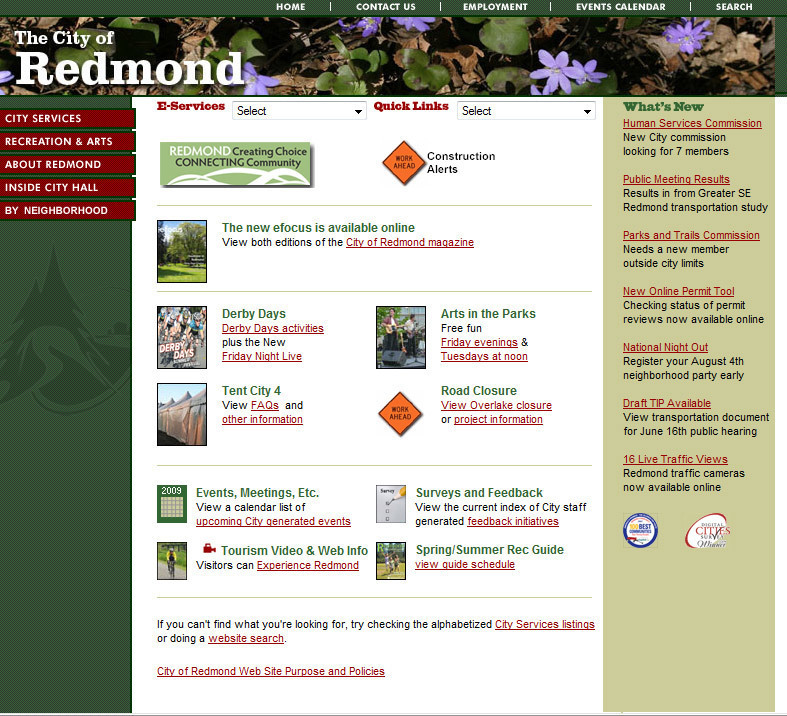 Screenshot of redmond.gov