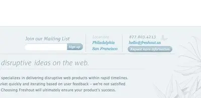 Newsletter sign up example from freshout.us