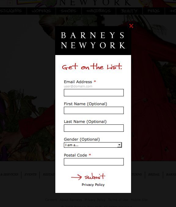 Screenshot of barneys.com