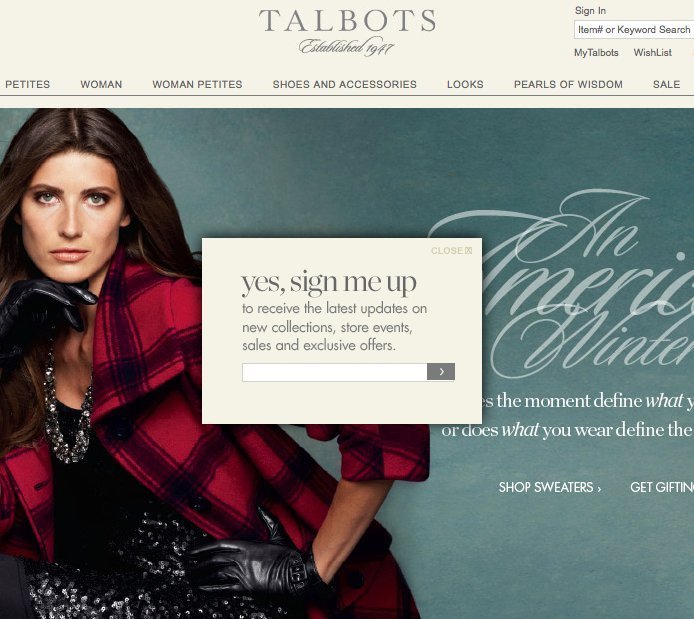 Screenshot of talbots.com