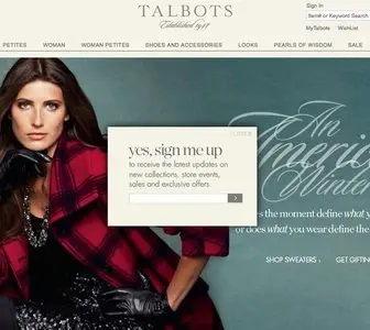 Newsletter sign up example from talbots.com
